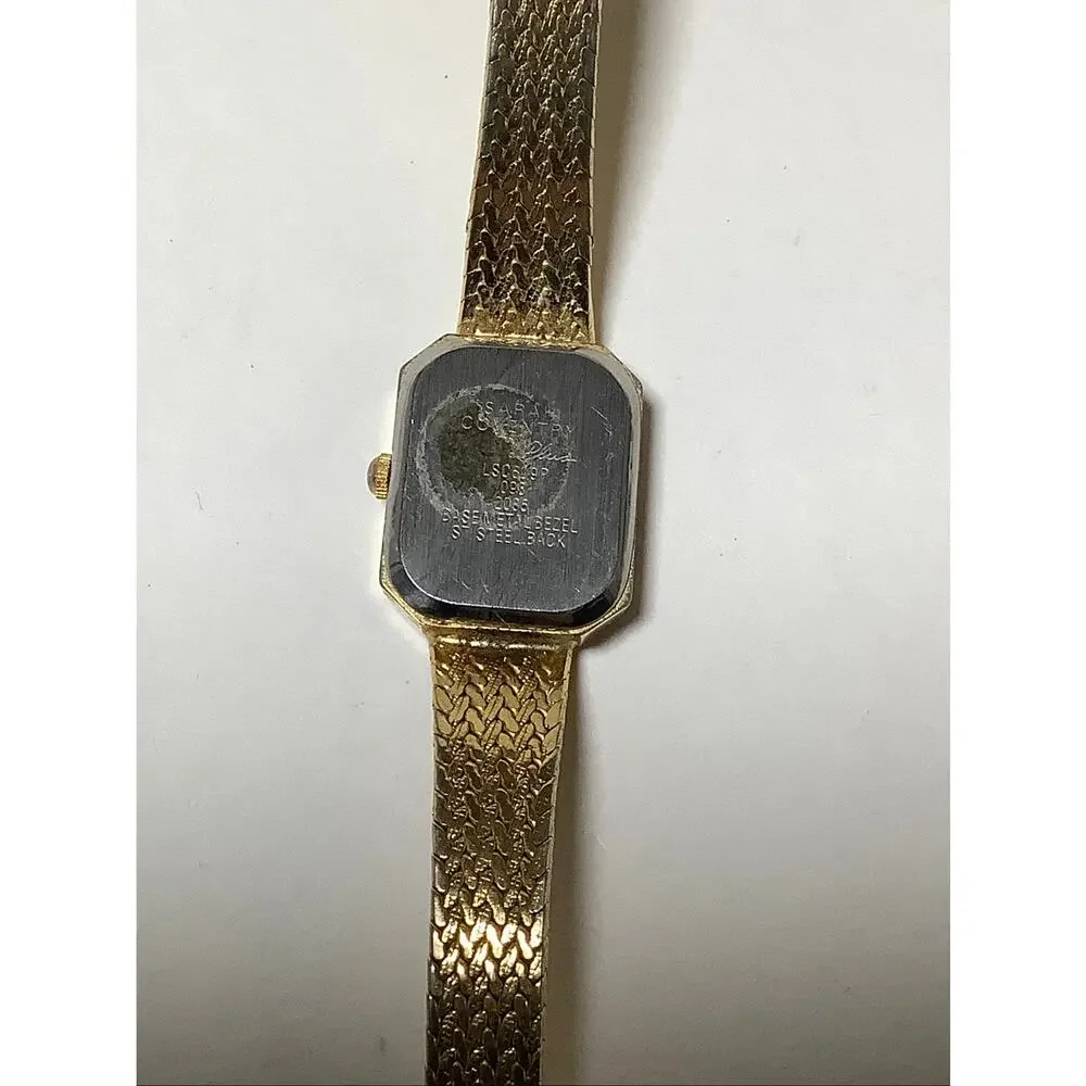 Sarah Coventry Women's Gold Tone Mesh Band Rhinestone Bezel Quartz Watch F16-7